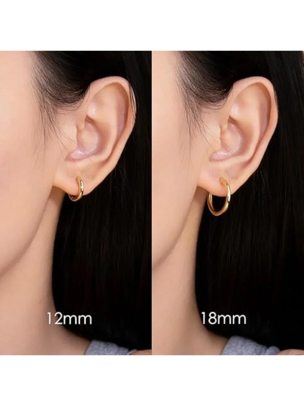 14K Gold Plated Small Huggie Hoop Earrings with Secure Cuff Close
